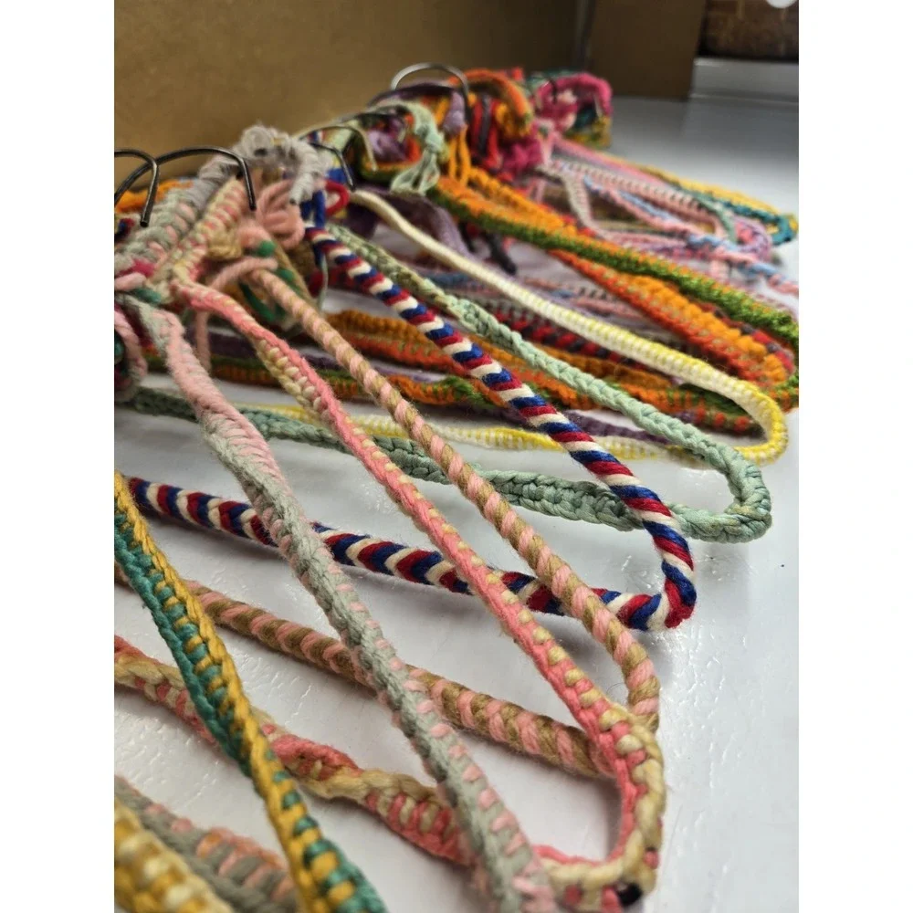 Vintage Lot Of 24 Hand Made Knit Colorful Granny Yarn Crochet Wire Hangers